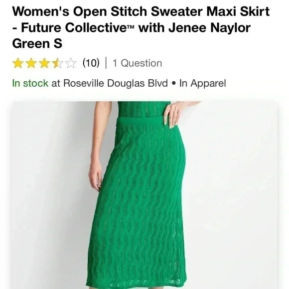 NWT Women's Open Stitch Sweater Maxi Skirt Future Collective Jenee Naylor
Green - Picture 4 of 4